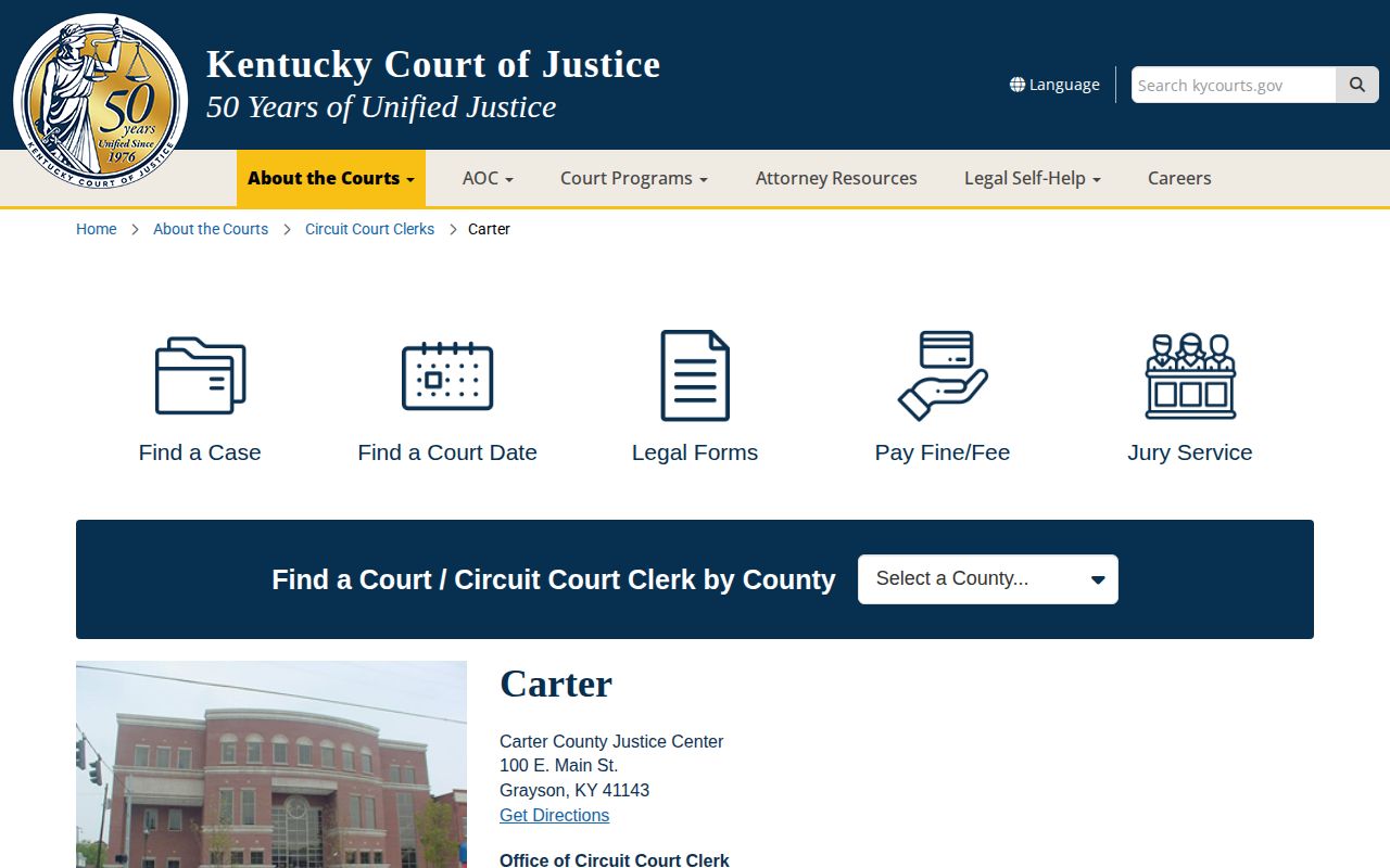 Carter County Court portal for release orders and records